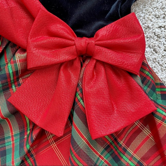 Bonnie Jean Red and Black Velvet Christmas Dress - Size 5 - Picture 4 of 5